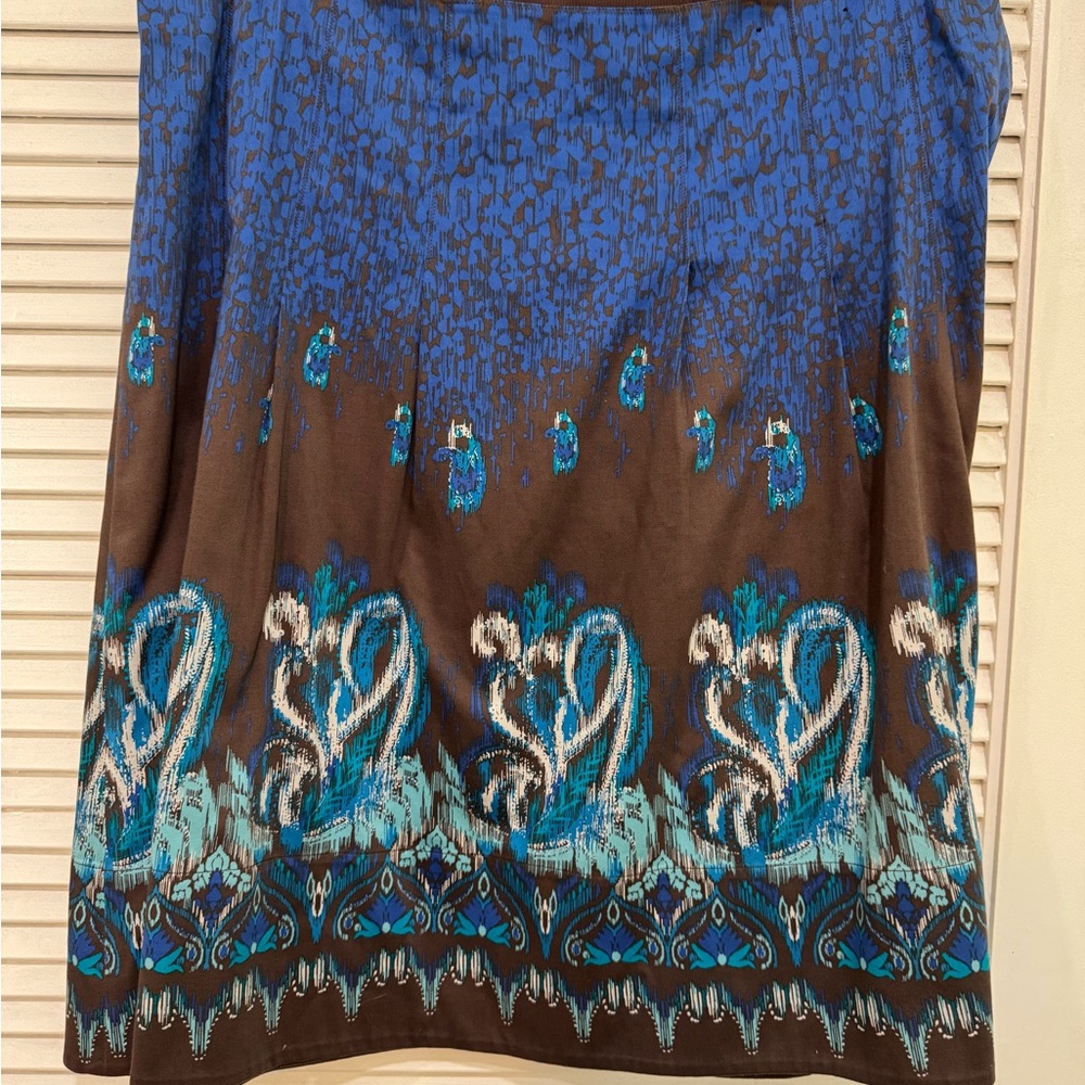 Lane Bryant Blue and Brown A-Line Skirt